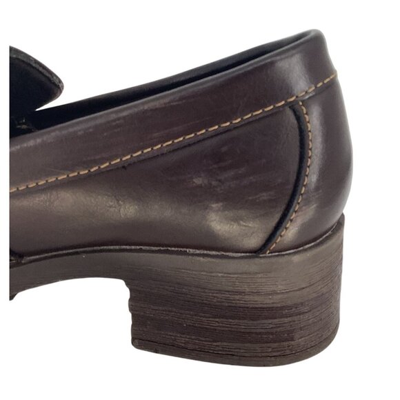 Y2K Eastland Holly Chunky Block Heel Leather Penny Loafers 6.5 Slip On Preppy - Picture 5 of 8